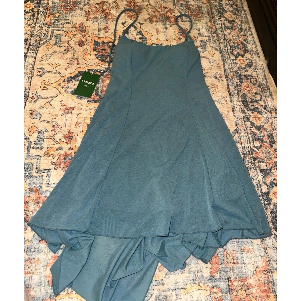 Halara teal tie dress NWT